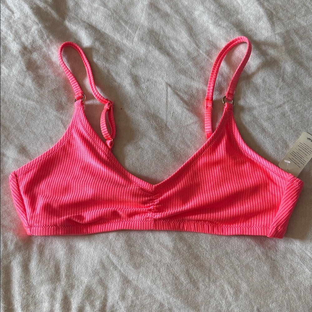 Aerie Vibrant Pink Ribbed Bikini top